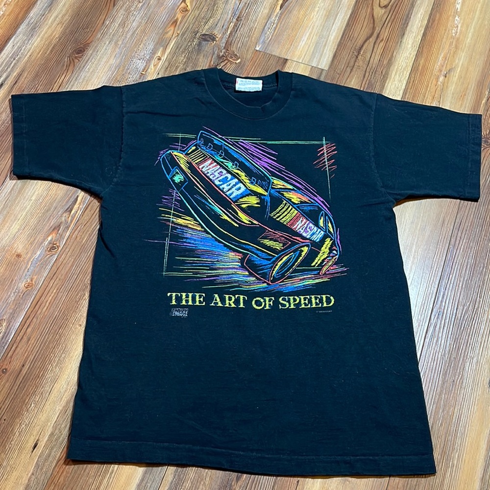 1997 NASCAR T-shirt Large Art Of Speed Shirt L Sketch 90s Vintage Racing Cars